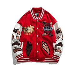 Men's Creative Pattern Print Loose Baseball Jacket