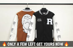 Skull Embroidery Leather Sleeve Baseball Jacket for All