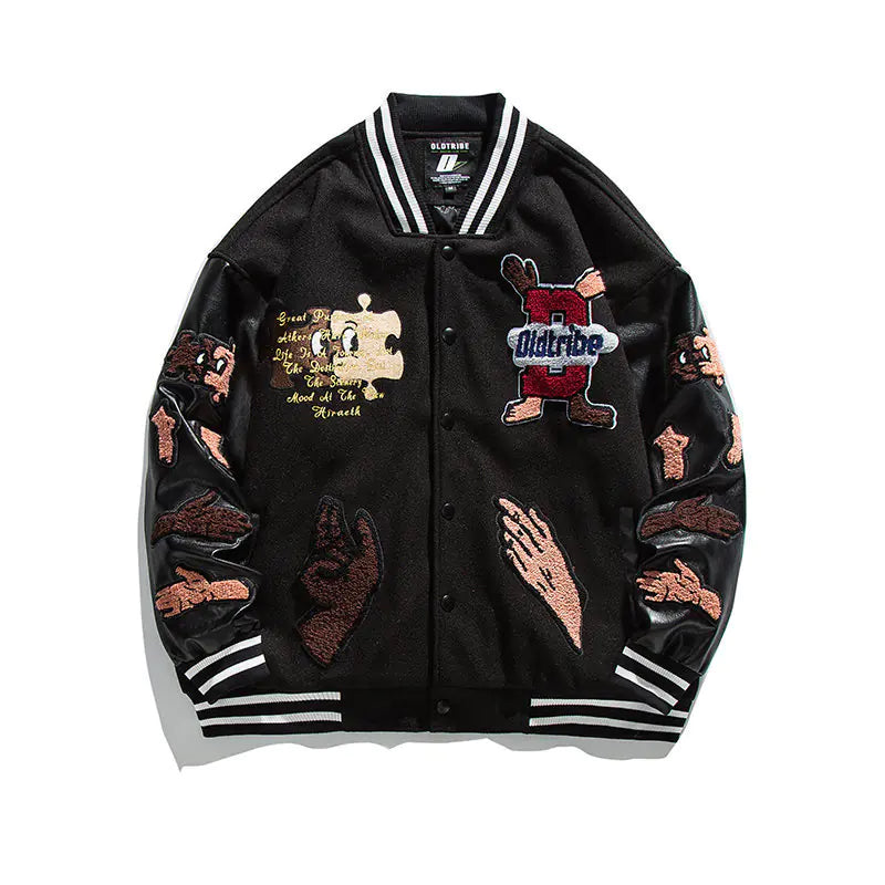 Men's Creative Pattern Print Loose Baseball Jacket